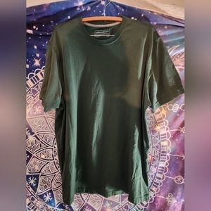 𝅺eddie Bauer mens big and tall green short sleeve shirt, size TXL